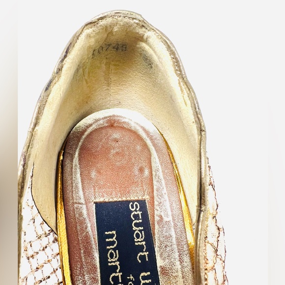 Stuart Weltzman For Martinique Gold Colored High Heels US 8 1/2 NO HEEL CAPS - Picture 12 of 15